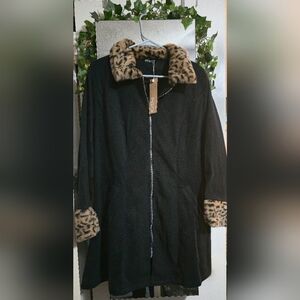 Black & Cheetah Fur Light Weight Jacket